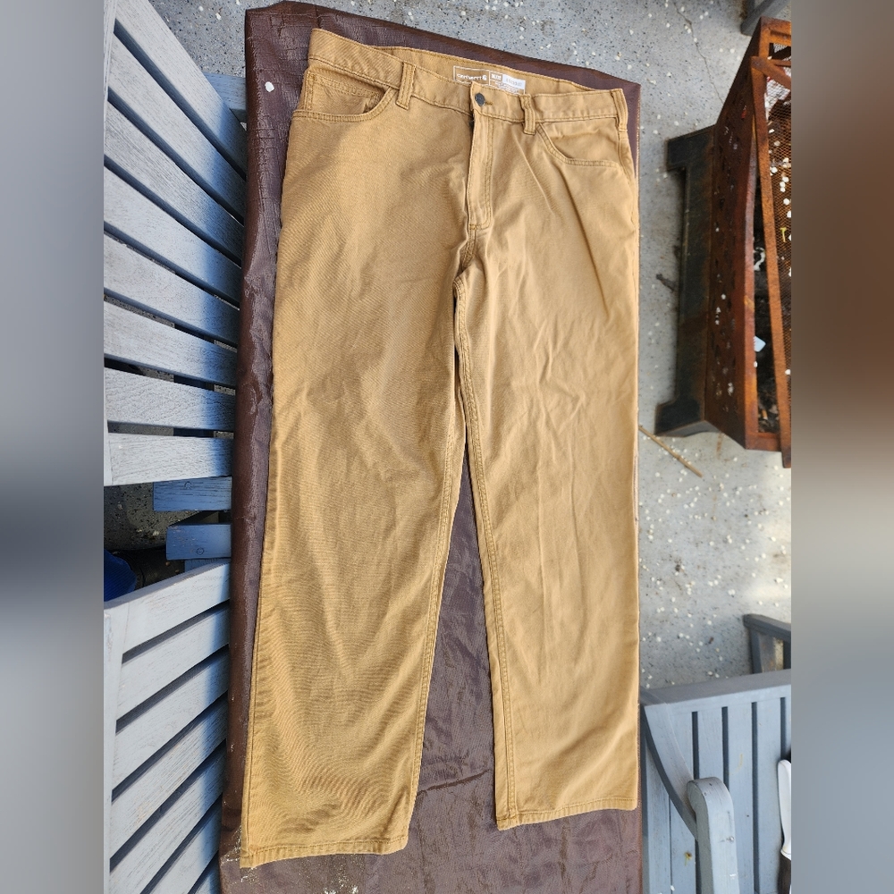 CarCarhartt Rugged Flex Relaxed Fit Canvas 5 Pocket Work Pants BN2517-M Khak